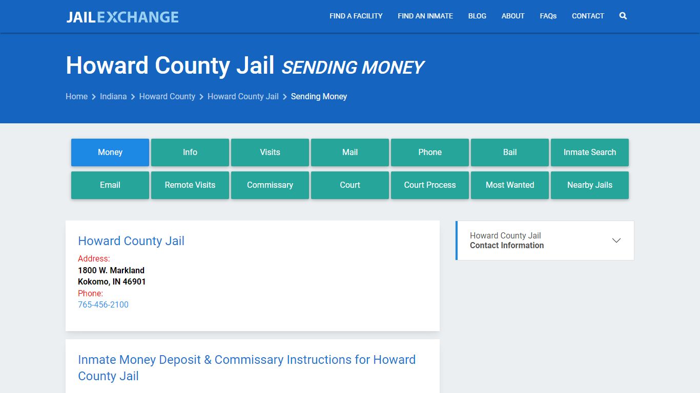 Send Money to Inmate - Howard County Jail, IN - Jail Exchange